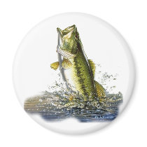 Leaping largemouth bass refrigerator magnet
