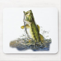 Leaping largemouth bass mousepads