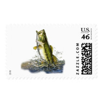 Leaping largemouth bass stamps