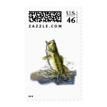Leaping largemouth bass postage