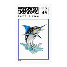 Leaping Marlin Postage Stamp