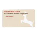 Leaping red nose reindeer taupe shipping label