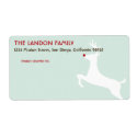 Leaping red nose reindeer teal shipping label
