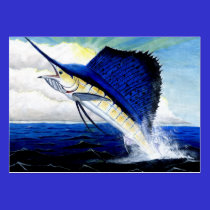 LEAPING SAILFISH Business Card Template business cards