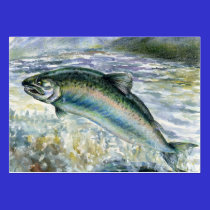 LEAPING SALMON Business Card Template business cards