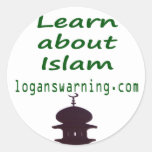 Learn About Islam at Loganswarning Round Sticker