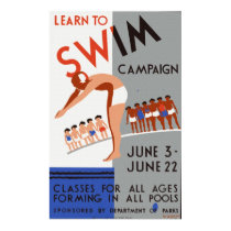 Learn to  Swim Campaign Poster posters
