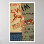 Learn To Swim NYC 1940 WPA Print