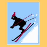 Learning to ski postcards