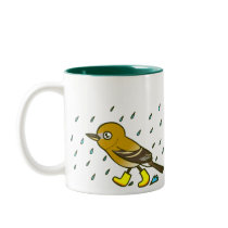 Least Flycatcher walks in the rain doodle art Mug mugs