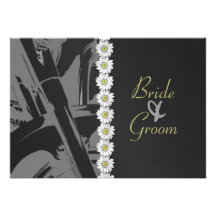 Leather and Daisies Wedding Invitation