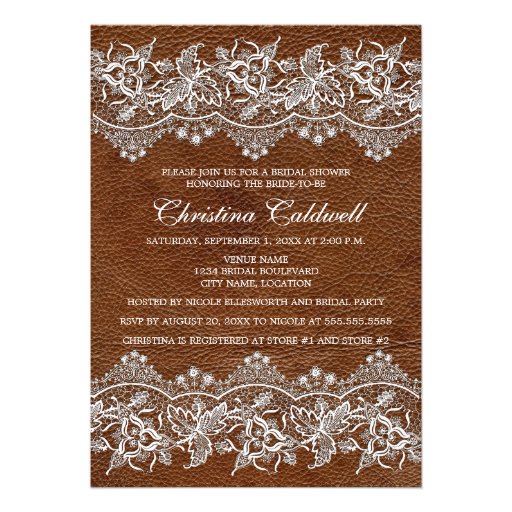 Leather and Lace Look Bridal Shower Invites