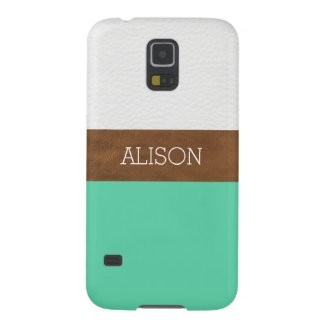 Leather and Mint Green Samsung Galaxy S5 Case