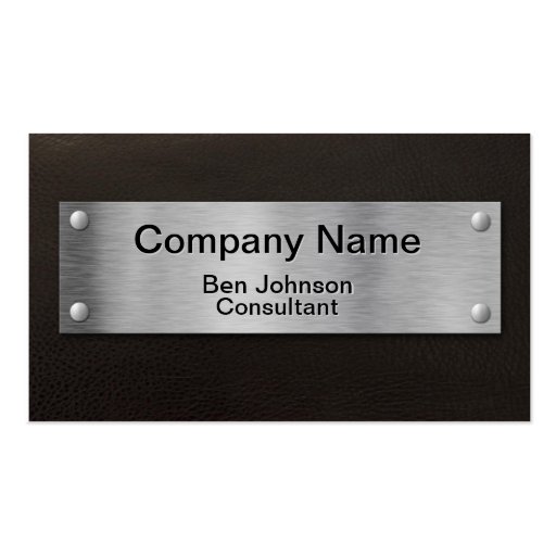 Leather and Silver Plate Business Card (front side)