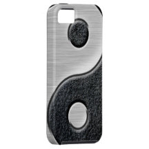 Leather and Steel Effect Yin Yang Graphic iPhone 5 Cases