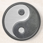 Leather and Steel Yin Yang Drink Coaster