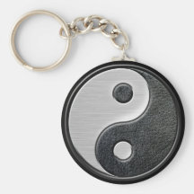 Leather and Steel Yin Yang Key Chain