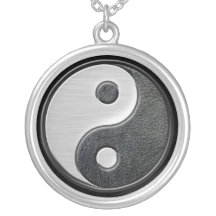 Leather and Steel Yin Yang Necklace