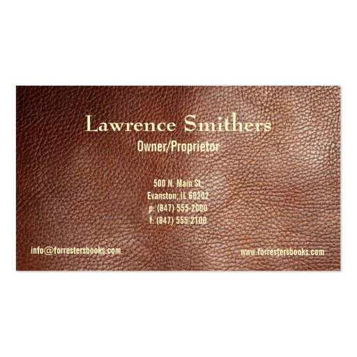 leather antiquarian business card (back side)