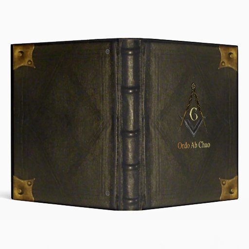 Leather Bound Book with Square and Compass Vinyl Binder