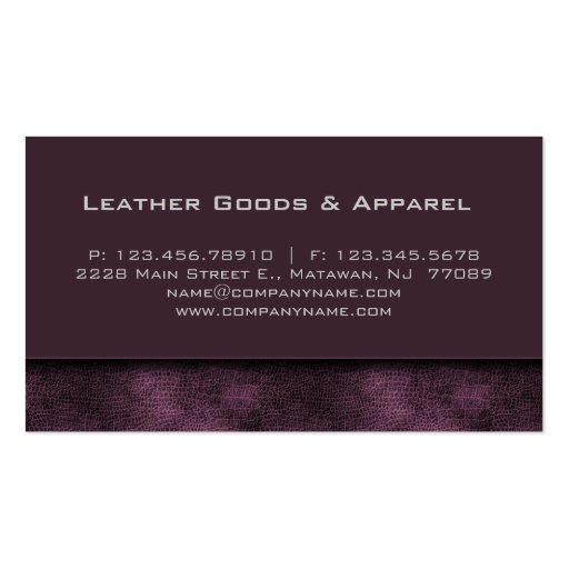 Leather Business Card Purple (back side)