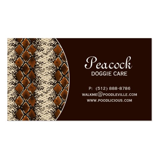 Leather Business Card Snake Skin Animal Pet Care (front side)