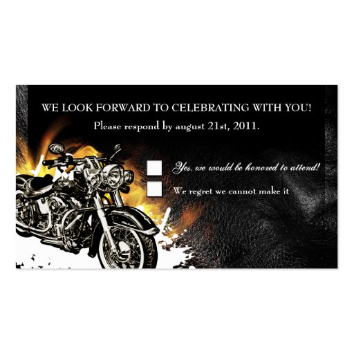 Leather & Flames Biker RSVP Reception card Business Card Template