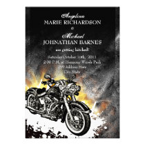 Leather & Flames Offbeat Biker Wedding Invitation