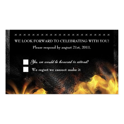 Leather Flames & Studs RSVP Reception card Business Cards