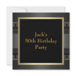 Leather Gold Mans 50th Birthday Party Custom Invite