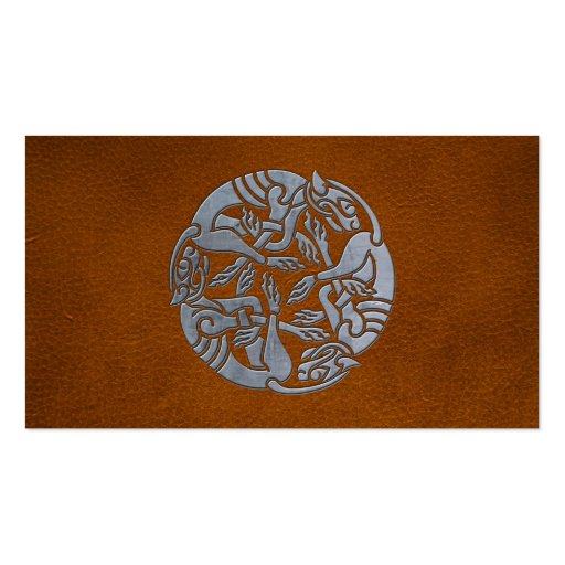 Leather Iron Celtic Dog Business Cards (front side)