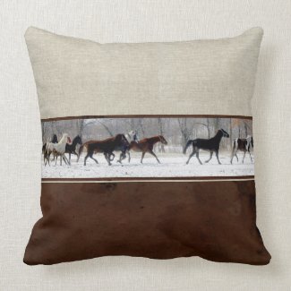 Leather, Linen, and Horses Decorator Accent Pillow