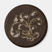 Leather-Look Bouquet 2 Dark Refrigerator Magnets