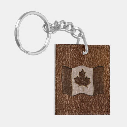 Leather-Look Canada Flag Acrylic Keychains