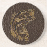 Leather-Look Fish Dark Beverage Coaster