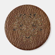Leather-Look Flower 2 Fridge Magnets