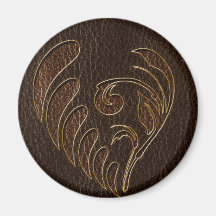 Leather-Look Flower Dark Fridge Magnet