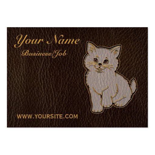 Leather-Look Kitten Dark Business Cards