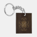 Leather-Look Star Dark key chains