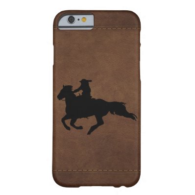 Leather-look Western Rodeo Galloping Horse Rider Barely There iPhone 6 Case