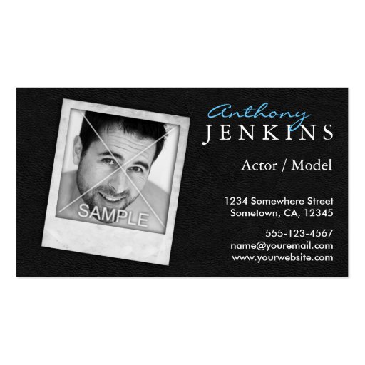 Leather Polaroid Frame Photo Actor Business Cards (front side)