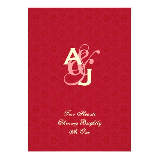 Leather Red and Cream Monogram Wedding R431 Announcement