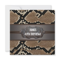 Leather Snake Skin Mans 40th Birthday Party Custom Announcement