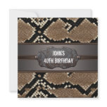 Leather Snake Skin Mans 40th Birthday Party Custom Announcement