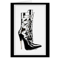 Leather Stilletto Boot Greeting Cards