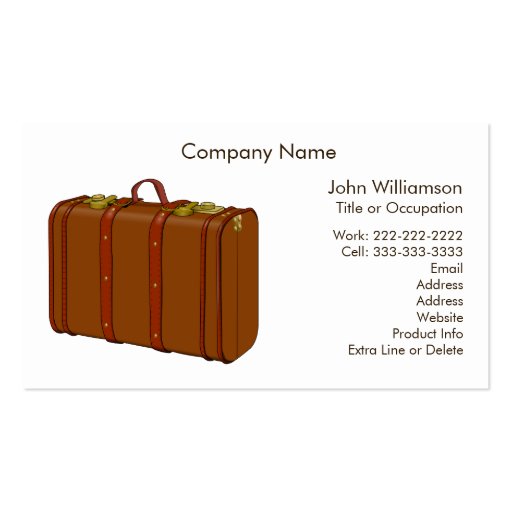 Leather Suitcase Travel Theme Custom Business Card Templates (front side)