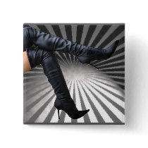 Leather Thigh High Boot -Gray - Buttons