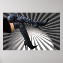 Leather Thigh High Boot -Gray - Poster