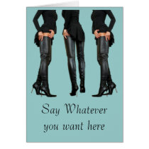 Leather Thigh High Boot Models Greeting Cards
