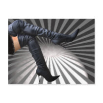 Leather Thigh High Boots Gray Postage Postcards
